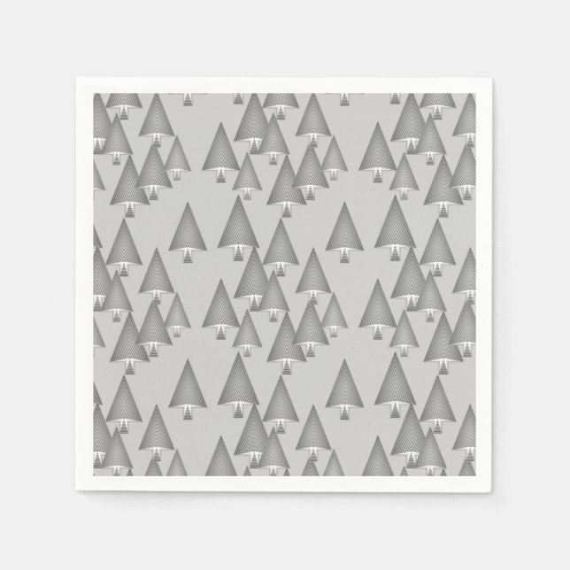 Modern metallic Christmas trees - silver grey Napkins (Front)