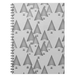 Modern metallic Christmas trees - silver grey Notebook