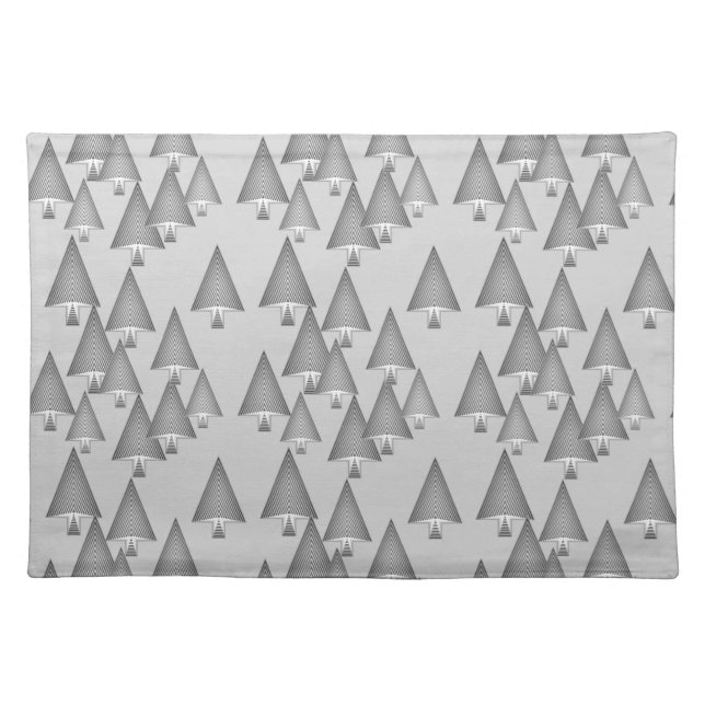 Modern metallic Christmas trees - silver grey Placemat (Front)
