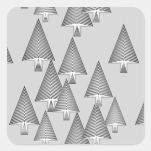 Modern metallic Christmas trees - silver grey Square Sticker