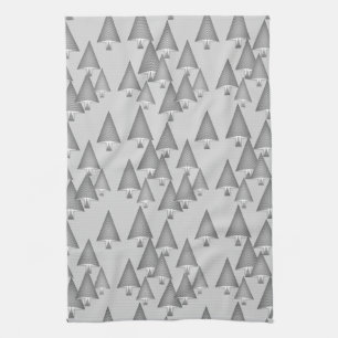 Modern metallic Christmas trees - silver grey Towel