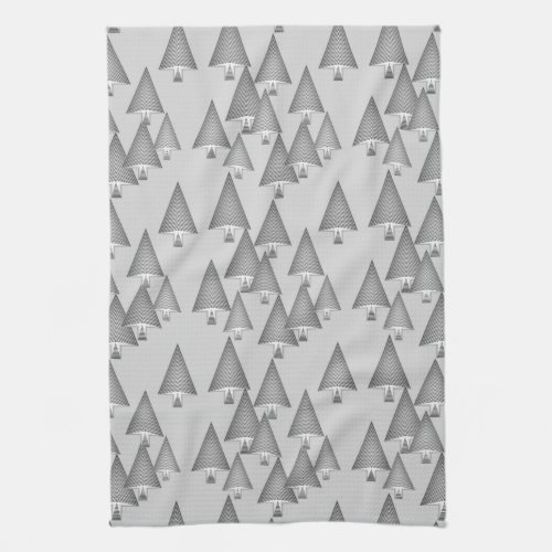 Modern metallic Christmas trees _ silver grey Towel
