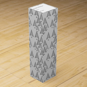 Modern metallic Christmas trees - silver grey Wine Gift Box