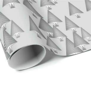 Modern metallic Christmas trees - silver grey Wrapping Paper