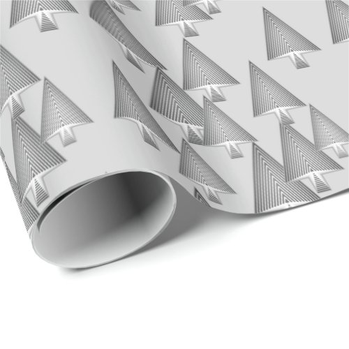 Modern metallic Christmas trees _ silver grey Wrapping Paper