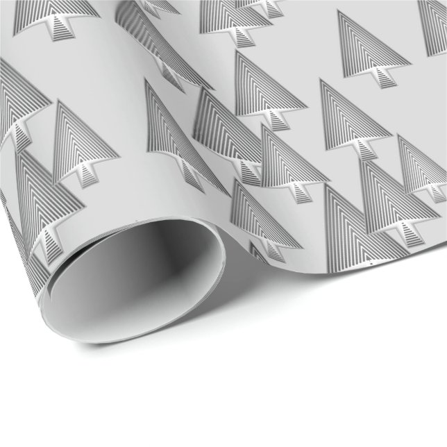 Modern metallic Christmas trees - silver grey Wrapping Paper (Roll Corner)
