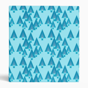 Modern metallic Christmas trees - sky blue 3 Ring Binder