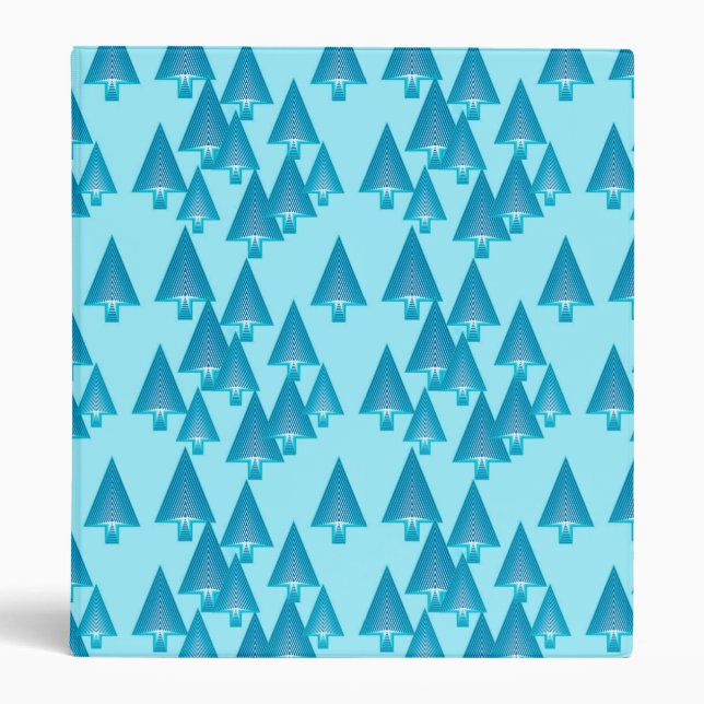 Modern metallic Christmas trees - sky blue 3 Ring Binder (Front)