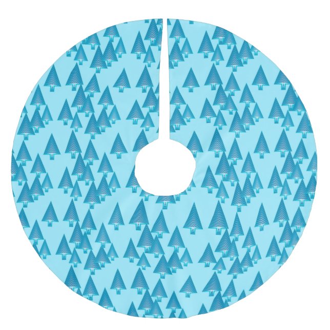 Modern metallic Christmas trees - sky blue Brushed Polyester Tree Skirt (Front)