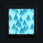 Modern metallic Christmas trees - sky blue Keepsake Box<br><div class="desc">Mid-Century Modern 3-d metallic-look Christmas trees in a silky,  striped gradient - pale blue to deep indigo striped trees on a soft sky blue background</div>