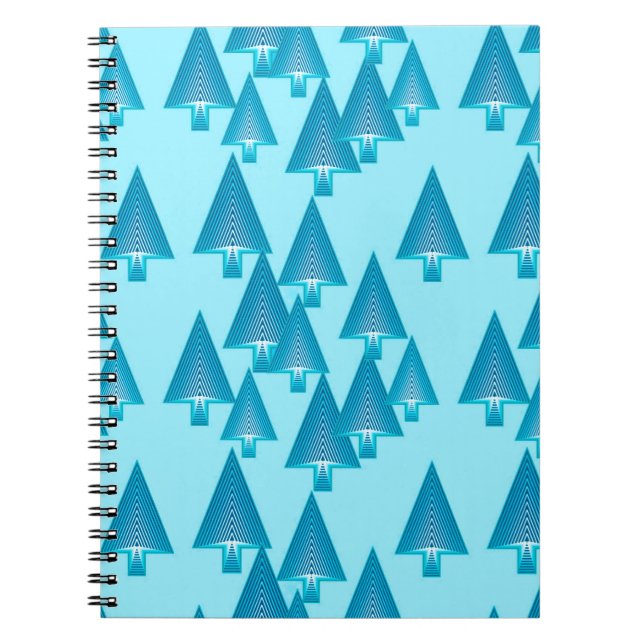 Modern metallic Christmas trees - sky blue Notebook (Front)