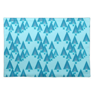 Modern metallic Christmas trees - sky blue Placemat
