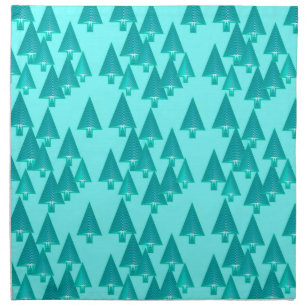 Modern metallic Christmas trees - turquoise Cloth Napkin