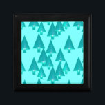 Modern metallic Christmas trees - turquoise Jewelry Box<br><div class="desc">Mid-Century Modern 3-d metallic-look Christmas trees in a silky,  striped gradient - pale to dark turquoise striped trees on an aqua / aquamarine background</div>