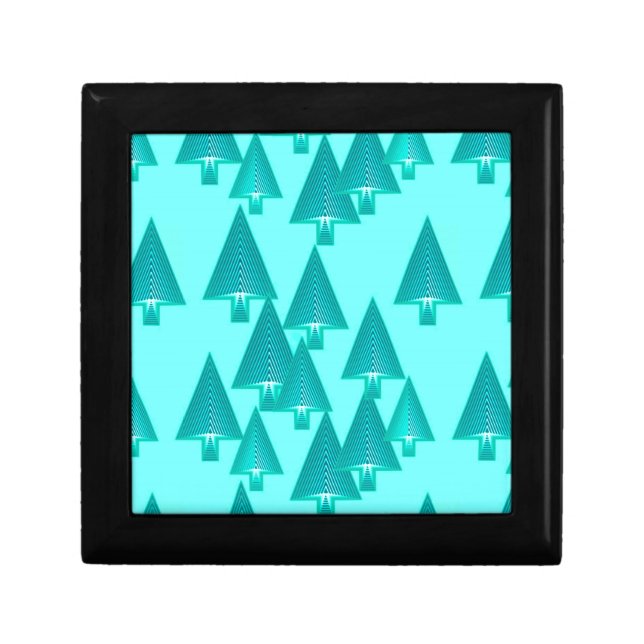 Modern metallic Christmas trees - turquoise Jewelry Box (Front)