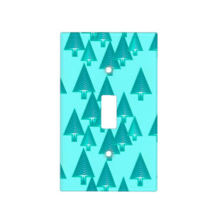 Modern metallic Christmas trees - turquoise Light Switch Cover