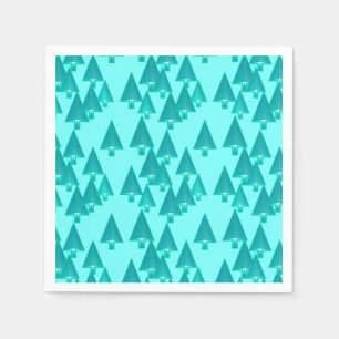 Modern metallic Christmas trees - turquoise Napkins