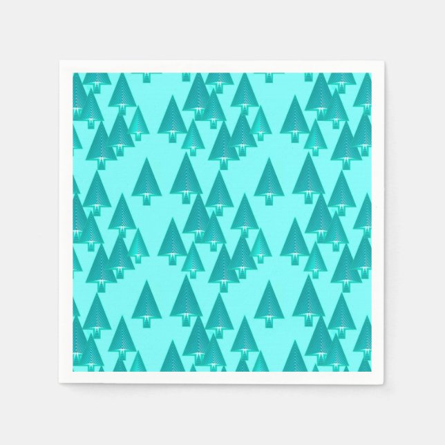 Modern metallic Christmas trees - turquoise Napkins (Front)