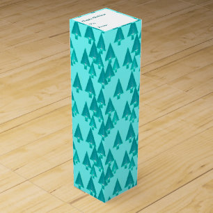 Modern metallic Christmas trees - turquoise Wine Box