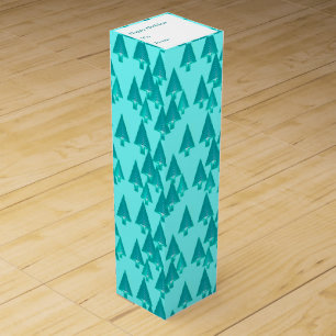 Modern metallic Christmas trees - turquoise Wine Gift Box