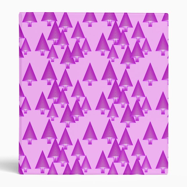 Modern metallic Christmas trees - violet 3 Ring Binder (Front)