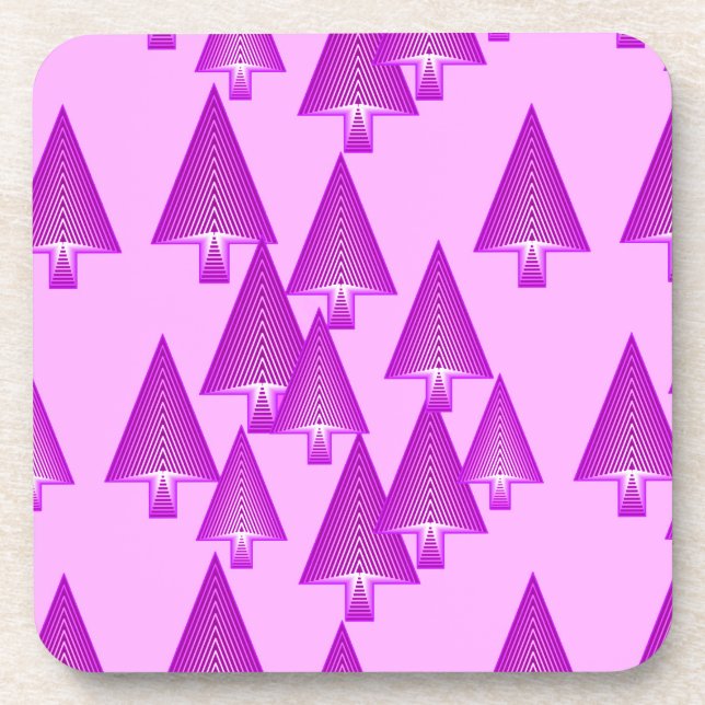 Modern metallic Christmas trees - violet Beverage Coaster (Front)