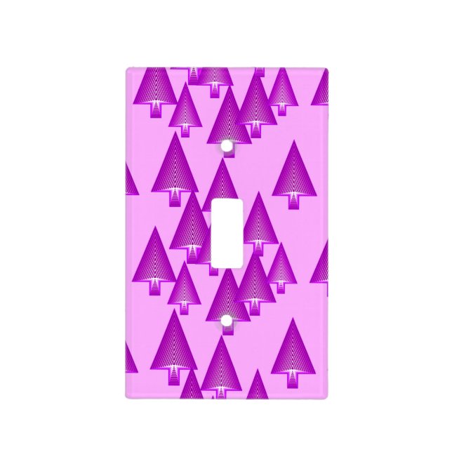 Modern metallic Christmas trees - violet Light Switch Cover (Front)