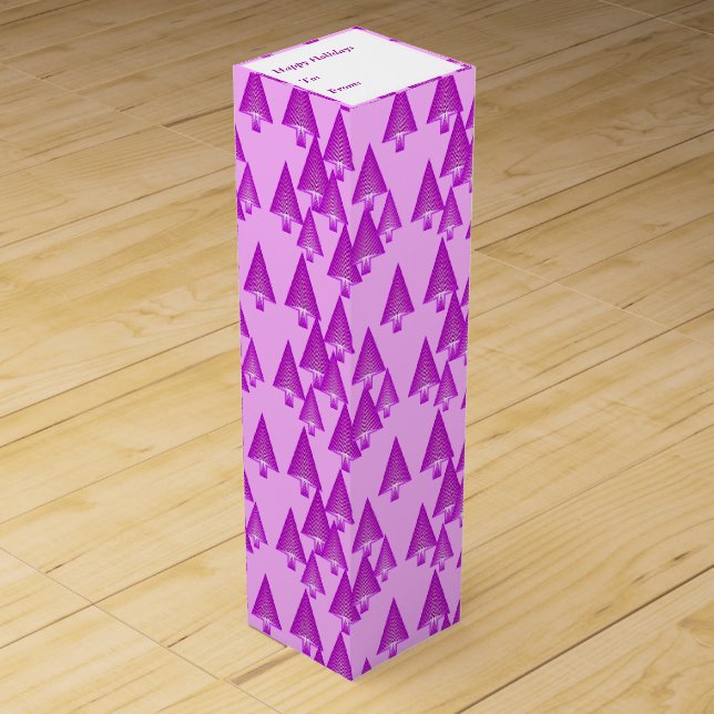 Modern metallic Christmas trees - violet Wine Box (Front)