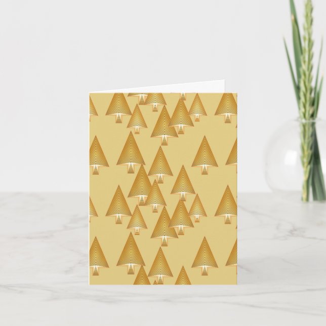 Modern metallic Christmas trees - yellow gold Holiday Card (Front)