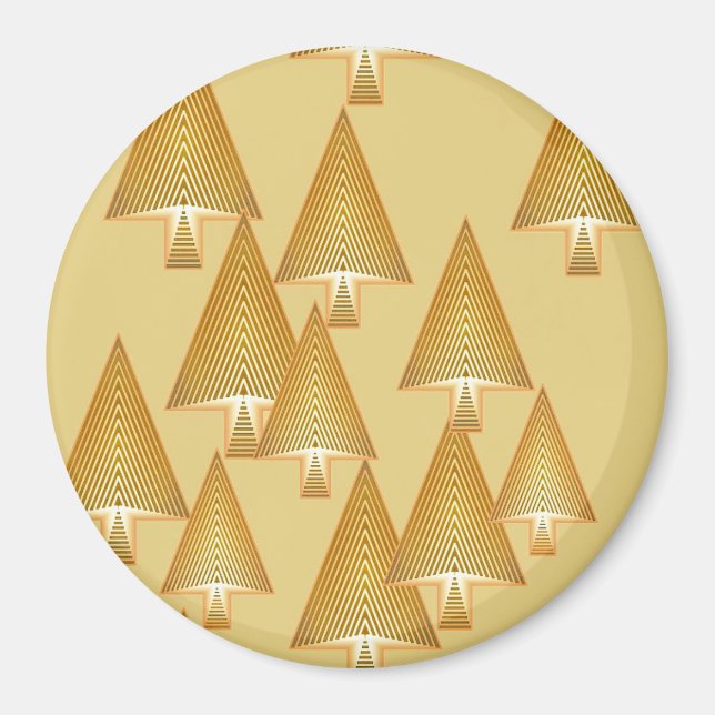 Modern metallic Christmas trees - yellow gold Magnet (Front)