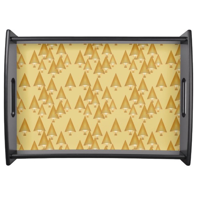 Modern metallic Christmas trees - yellow gold Serving Tray (Front)