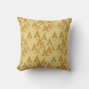 Modern metallic Christmas trees - yellow gold Throw Pillow