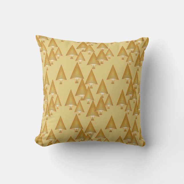Modern metallic Christmas trees - yellow gold Throw Pillow (Front)