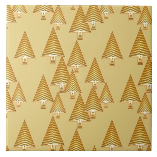 Modern metallic Christmas trees - yellow gold Tile (Front)