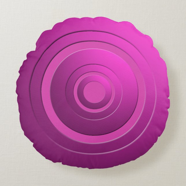 Modern Metallic Circles Pink with any Color Round Pillow (Front)