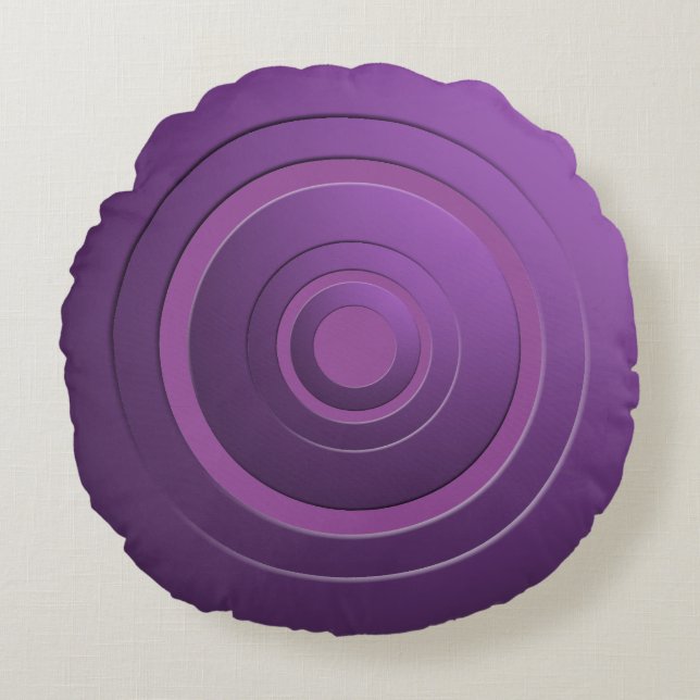 Modern Metallic Circles Purple with any Color Round Pillow (Front)