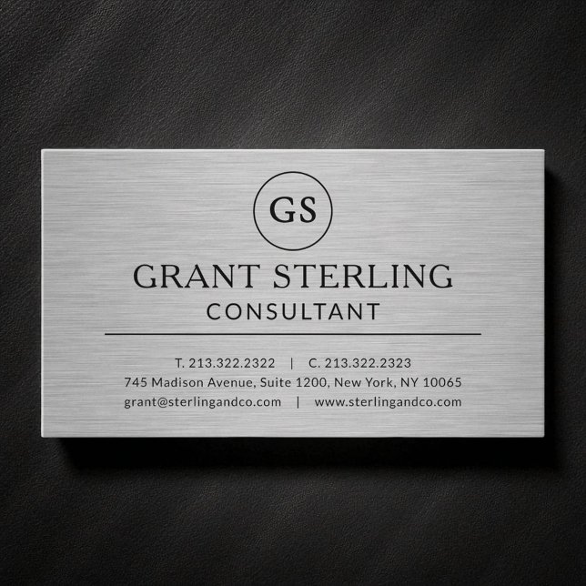 Modern Metallic Consultant Luxury Monogram Business Card (Creator Uploaded)