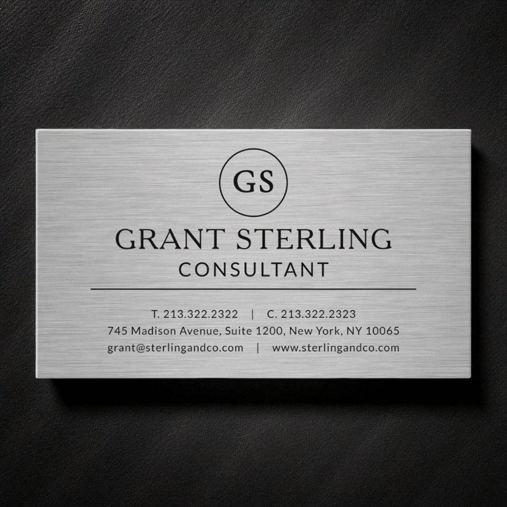 Modern Metallic Consultant Luxury Monogram Business Card