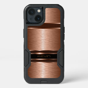 Modern Metallic Copper Geometric Background iPhone 13 Case