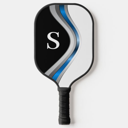 Modern Metallic Curves with Monogram Initial Pickleball Paddle