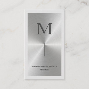 Modern Metallic Faux DJ Monogram & Border Business Card