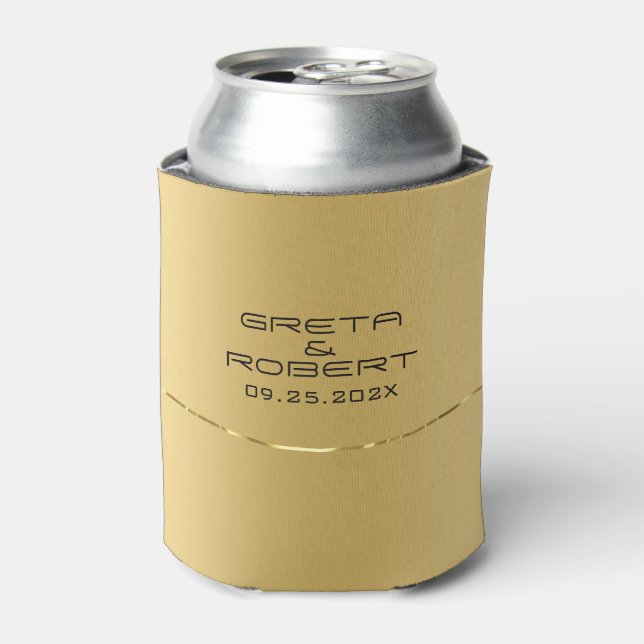 Modern Metallic Faux Gold Stainless Steel Look Can Cooler (Can Front)