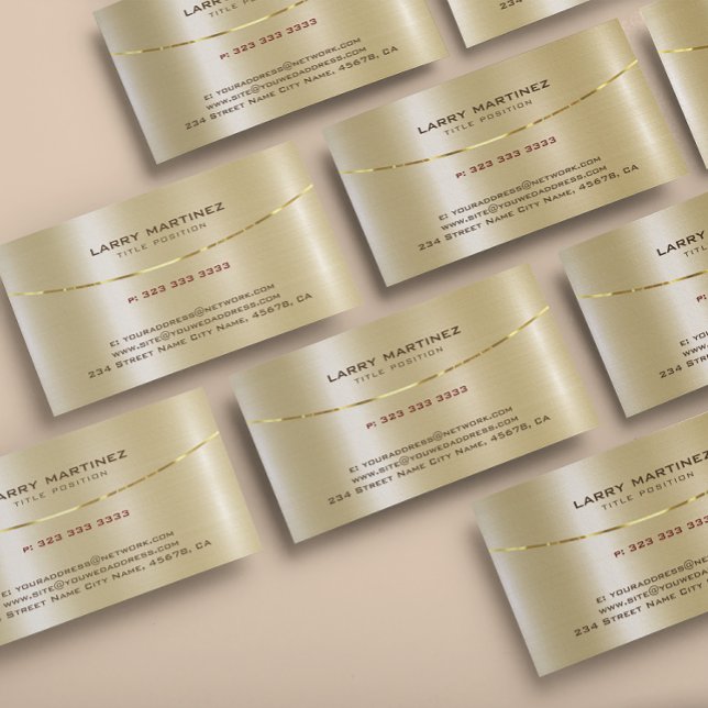 Modern Metallic Faux Gold Stainless Texture Business Card (Creator Uploaded)