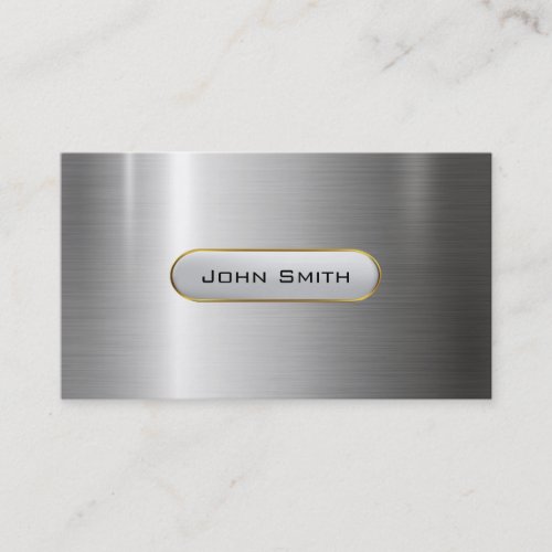 Modern Metallic Faux Silver Stainless Steel Look B Business Card