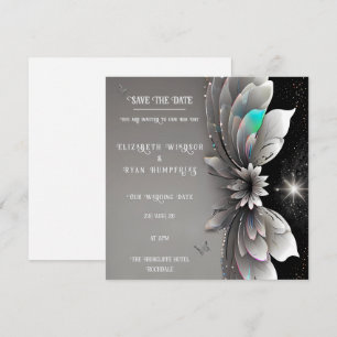Modern Metallic Floral Wedding Invitation