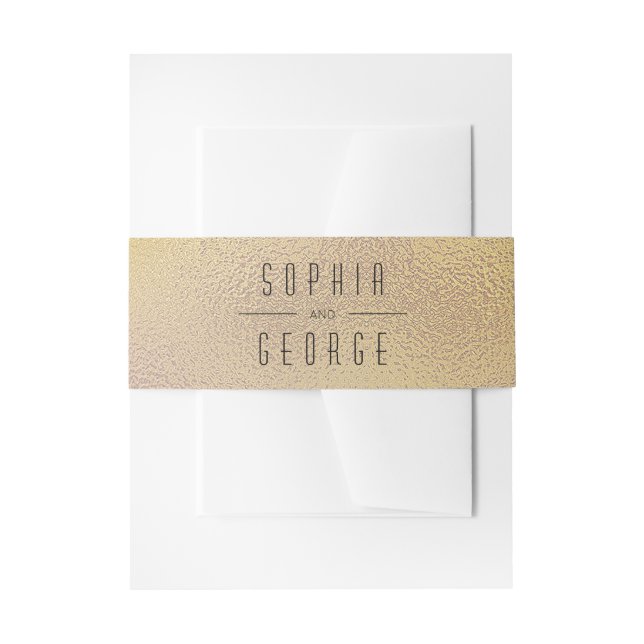Modern Metallic Foil Minimal Wedding Invitation Be Belly Band (Front Example)