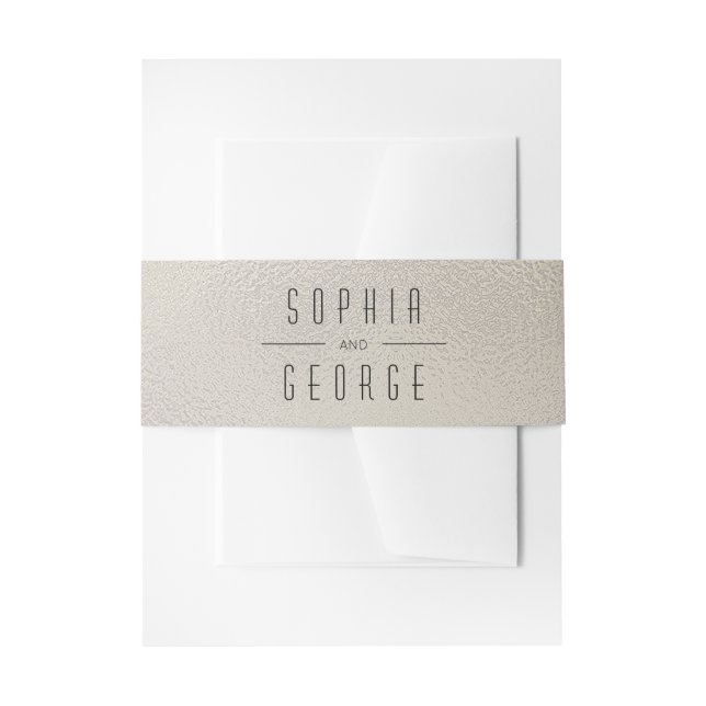 Modern Metallic Foil Minimal Wedding Invitation Be Belly Band (Front Example)