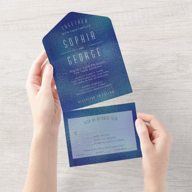 Modern Metallic Foil Minimal Wedding Invite (Tearaway)