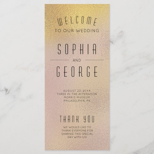 Modern Metallic Foil Minimal Wedding Program