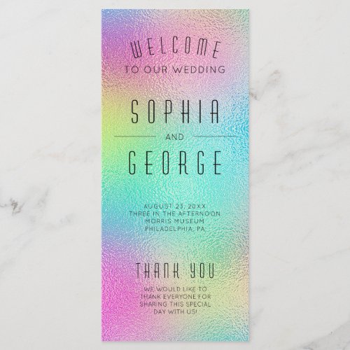 Modern Metallic Foil Minimal Wedding Program